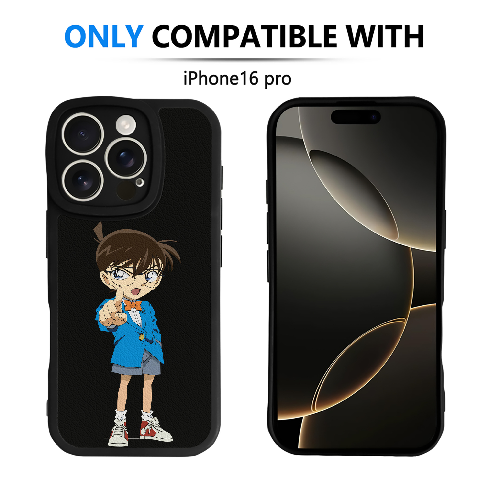 （画像用） 名探偵コナン 江戸川 コナン Detective Conan Conan Edogawa 【iPhone 16シリーズ対応】シリコンスマホケース（レザー調） 材質：シリコン